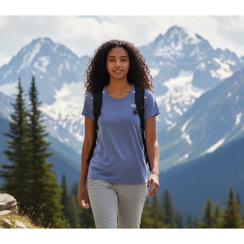 North Face FlashDry Tee Small Blue Athletic T Shirt Womens Performance Running